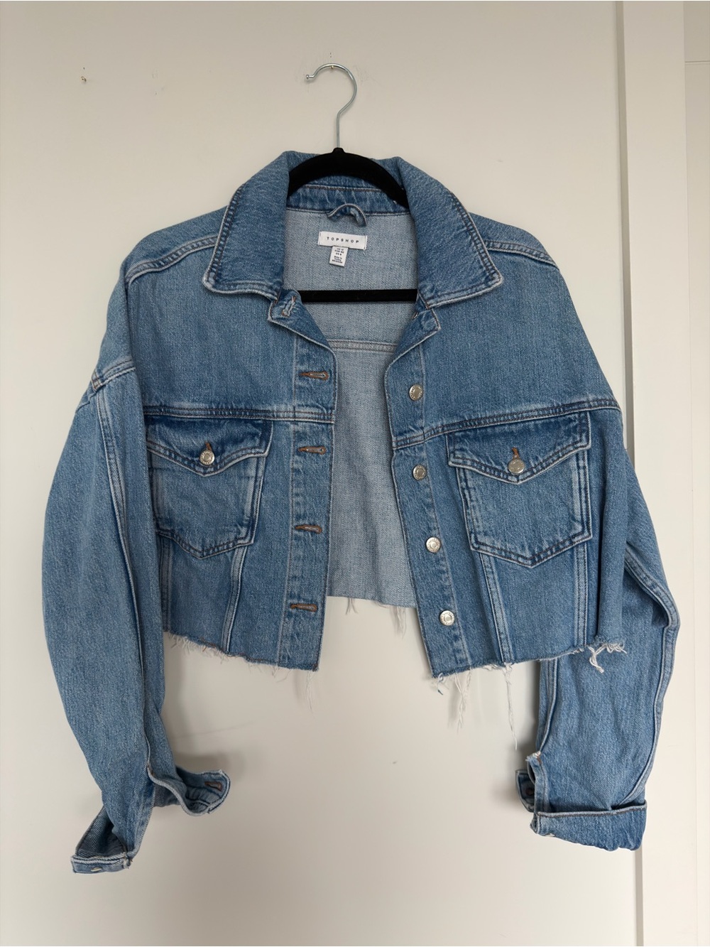 Topshop Blue Denim Jacket with Button Front
